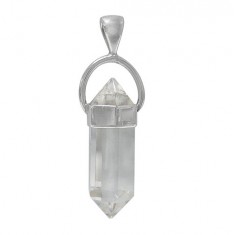 Elongated Hexagon Crystal Pendant, Sterling Silver