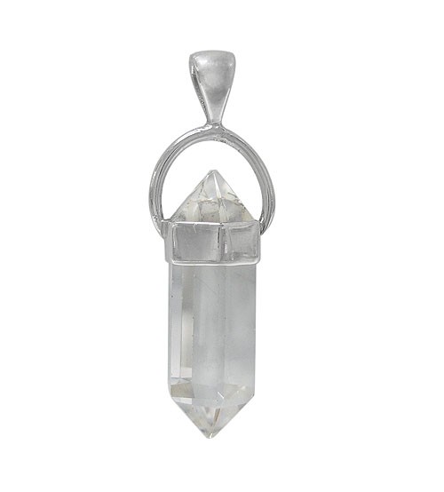Elongated Hexagon Crystal Pendant, Sterling Silver