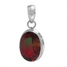 Oval Bio Crystal Pendant, Sterling Silver