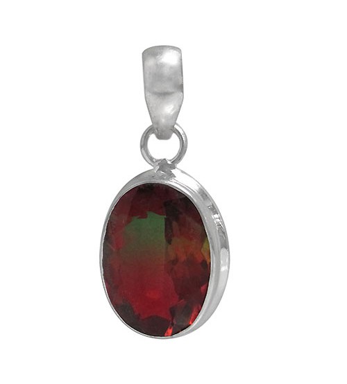 Oval Bio Crystal Pendant, Sterling Silver