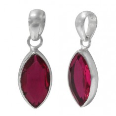 Marquise Rubellite Crystal Pendant, Sterling Silver