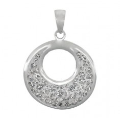 Unique Round Crystal Pendant, Sterling Silver