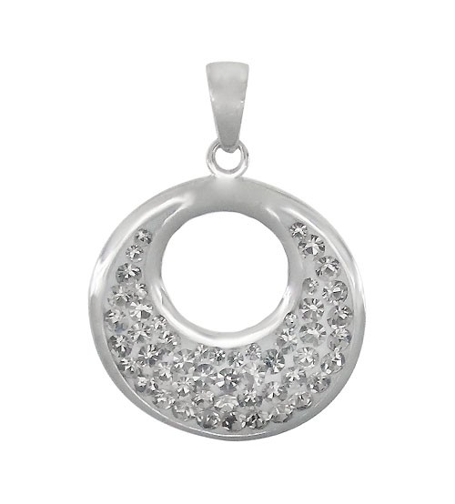 Unique Round Crystal Pendant, Sterling Silver
