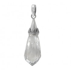 Teardrop Crystal Pendant, Sterling Silver