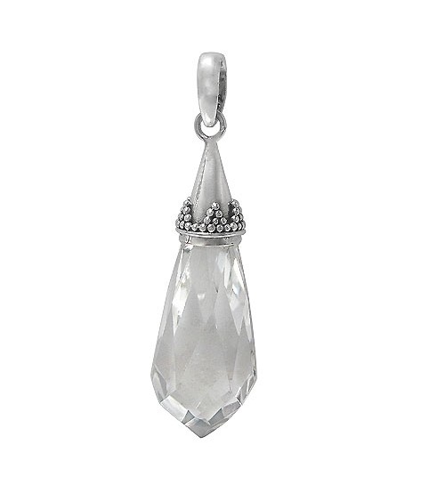 Teardrop Crystal Pendant, Sterling Silver