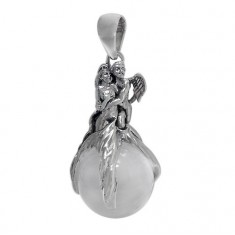 Unique Ball Crystal Pendant, Sterling Silver