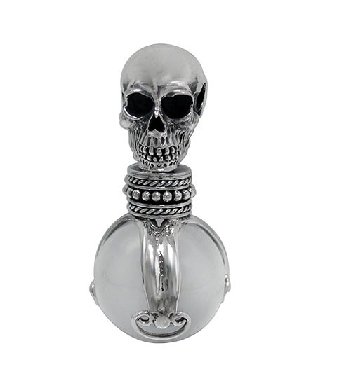 Ball & Skull Crystal Pendant, Sterling Silver