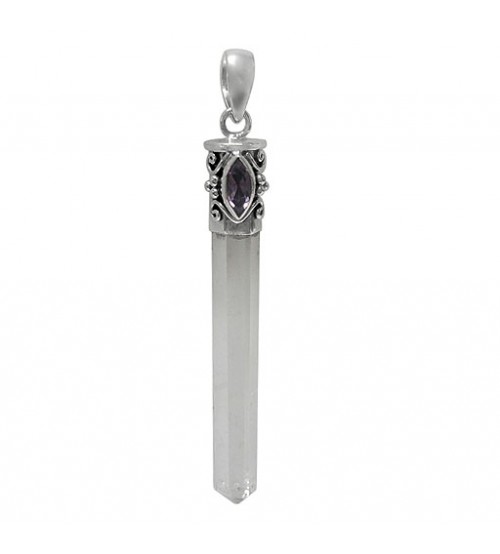 Icicle Crystal & Amethyst Pendant, Sterling Silver