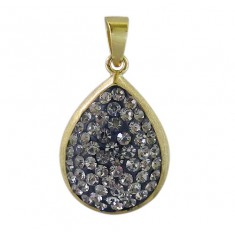 Gold Plated Teardrop Crystal Pendant, Sterling Silver