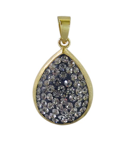 Gold Plated Teardrop Crystal Pendant, Sterling Silver