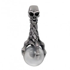 Ball & Skull Crystal Pendant, Sterling Silver