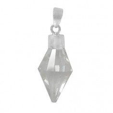 Diamond Shaped Crystal Pendant, Sterling Silver