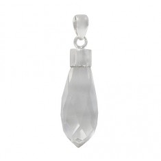Teardrop Crystal Pendant, Sterling Silver