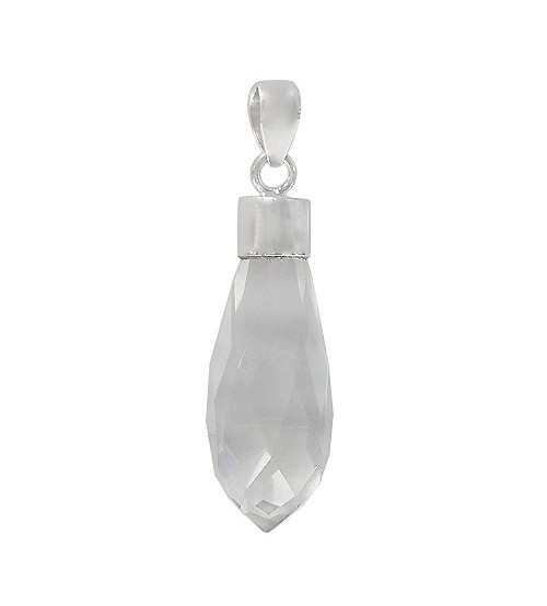 Teardrop Crystal Pendant, Sterling Silver