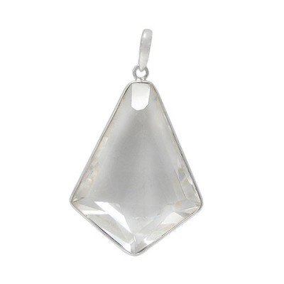 Free Form Crystal Pendant, Sterling Silver
