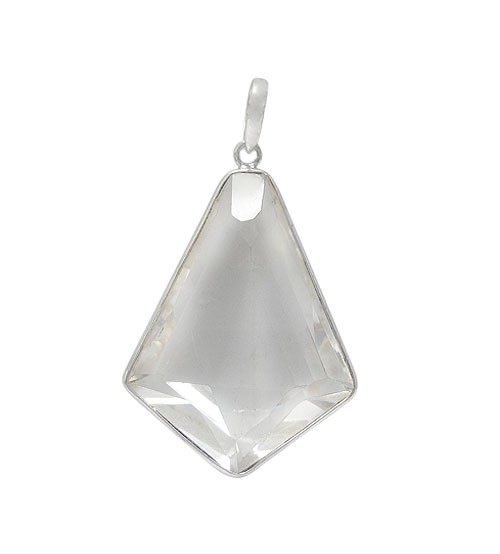 Free Form Crystal Pendant, Sterling Silver