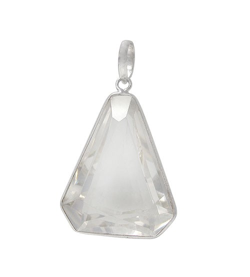 Triangular Crystal Pendant, Sterling Silver