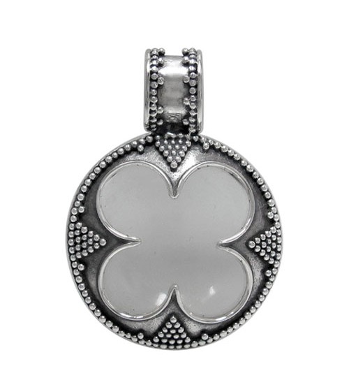 Unique Round Crystal Pendant, Sterling Silver