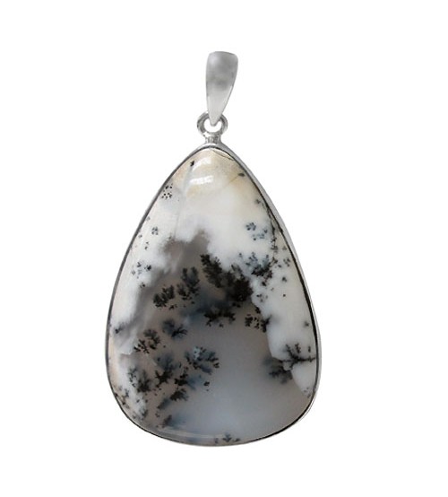 Teardrop Dendrite Pendant, Sterling Silver