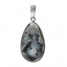 Teardrop Dendrite Pendant, Sterling Silver