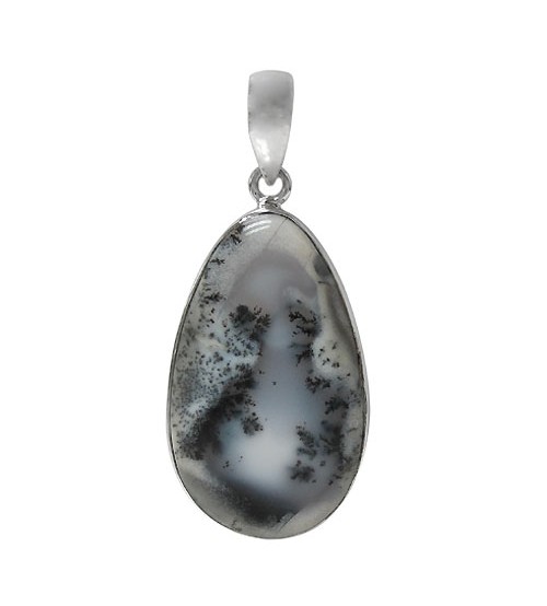 Teardrop Dendrite Pendant, Sterling Silver