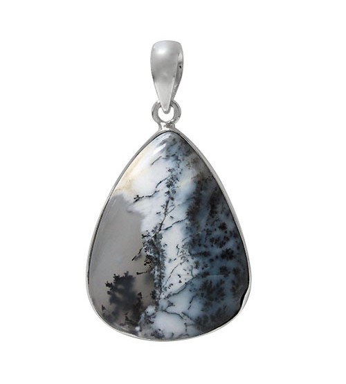 Teardrop Dendrite Pendant, Sterling Silver