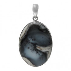 Oval Dendrite Pendant, Sterling Silver