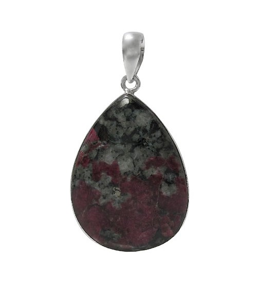 Teardrop Eudialyte Pendant, Sterling Silver