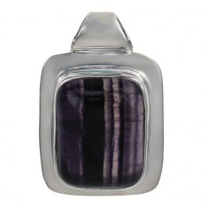 Rectangular Fluorite Pendant, Sterling Silver