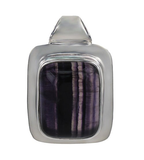 Rectangular Fluorite Pendant, Sterling Silver