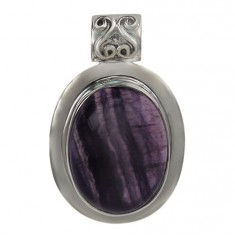 Oval Fluorite Pendant, Sterling Silver