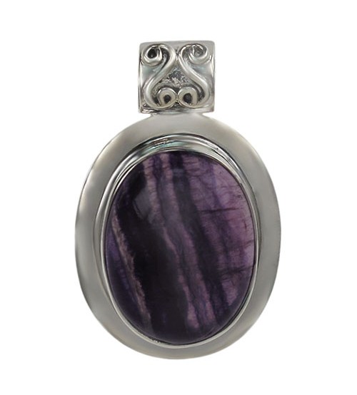 Oval Fluorite Pendant, Sterling Silver