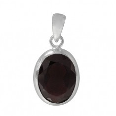 Oval Garnet Pendant, Sterling Silver