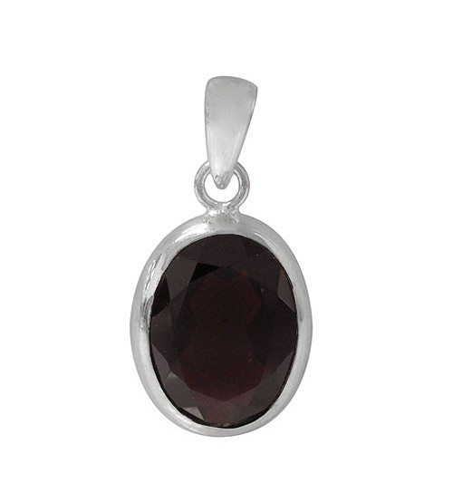 Oval Garnet Pendant, Sterling Silver