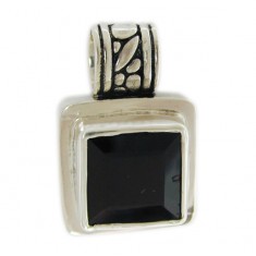 Square Garnet Pendant, Sterling Silver