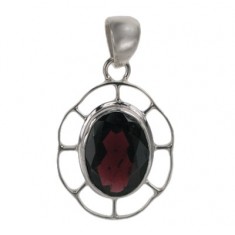 Oval Garnet Pendant, Sterling Silver