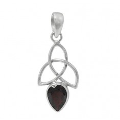 Teardrop Garnet Pendant, Sterling Silver