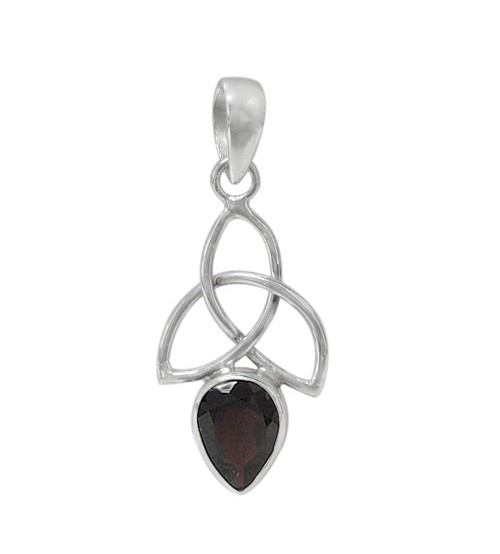 Teardrop Garnet Pendant, Sterling Silver