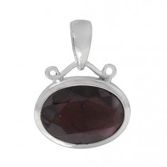 Oval Garnet Pendant, Sterling Silver