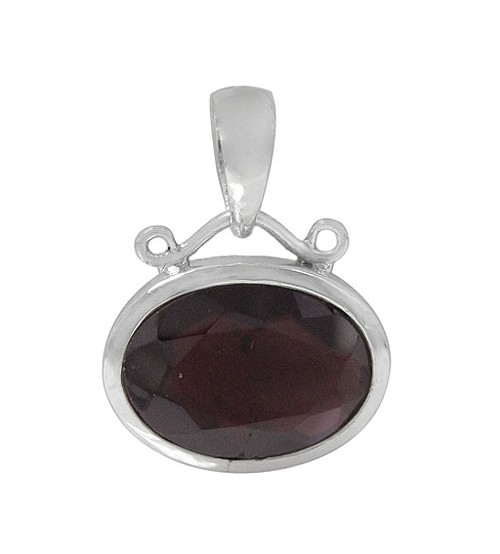 Oval Garnet Pendant, Sterling Silver