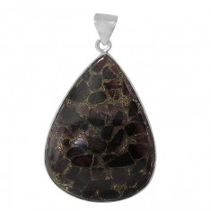 Teardrop Copper & Garnet Pendant, Sterling Silver