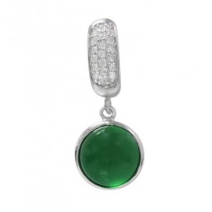 Round Green Jade Pendant, Sterling Silver