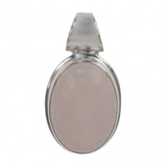 Oval Rose Jade Pendant, Sterling Silver