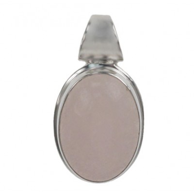 Oval Rose Jade Pendant, Sterling Silver