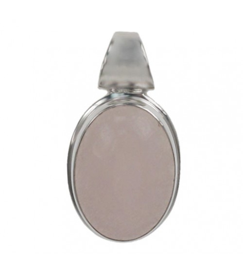 Oval Rose Jade Pendant, Sterling Silver