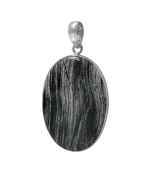 Oval Jasper Pendant, Sterling Silver