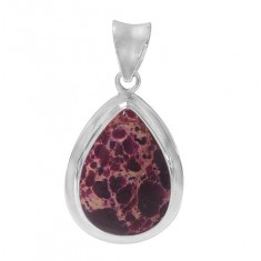 Teardrop Purple Imperial Jasper Pendant, Sterling Silver