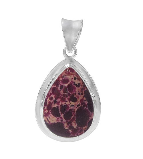 Teardrop Purple Imperial Jasper Pendant, Sterling Silver