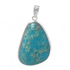 Free Form Blue Imperial Jasper Pendant, Sterling Silver