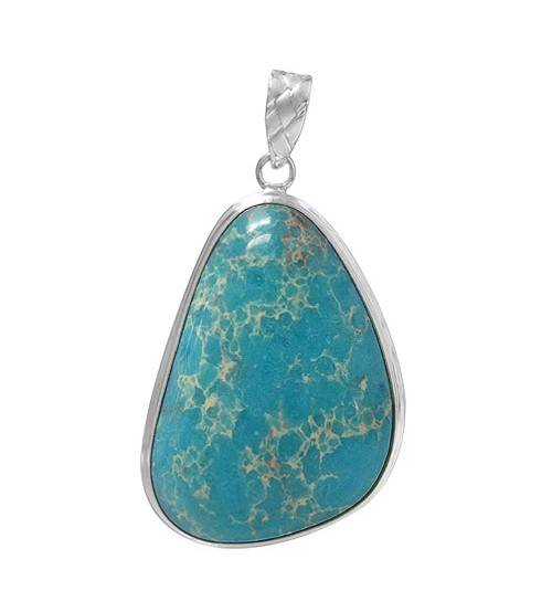 Free Form Blue Imperial Jasper Pendant, Sterling Silver